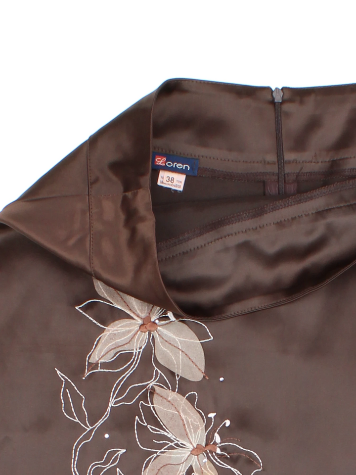 Y2K Embellished Asymmetrical Midi Skirt (Size XL)