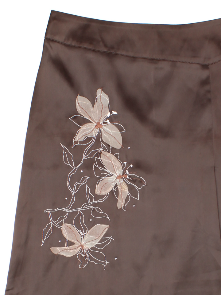 Y2K Embellished Asymmetrical Midi Skirt (Size XL)