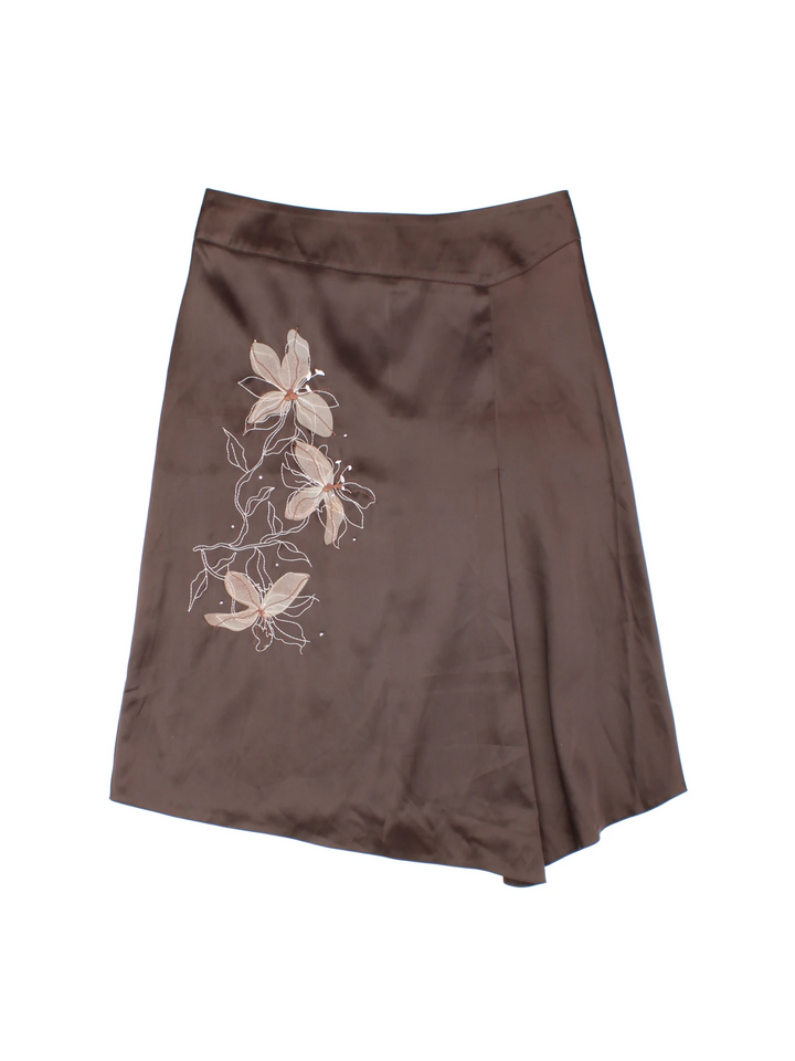 Y2K Embellished Asymmetrical Midi Skirt (Size XL)