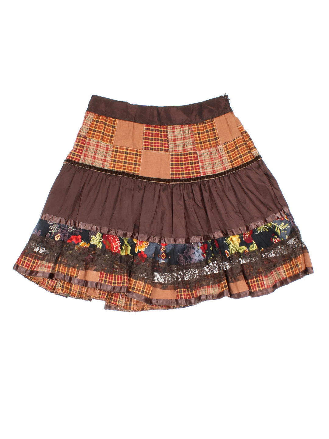 Y2K Patchwork Mini Skirt (Size M)