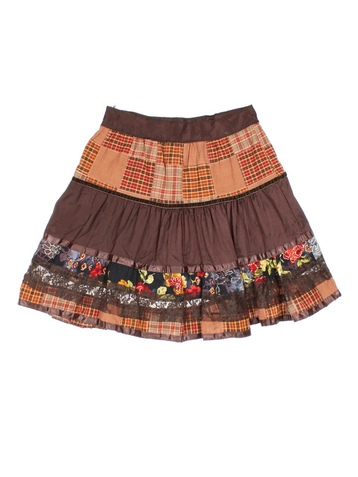 Y2K Patchwork Mini Skirt (Size M)