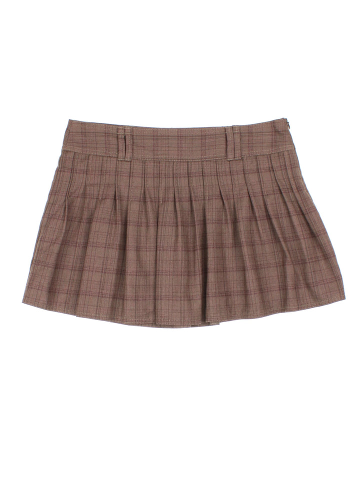 Y2K Pleated Checked Mini Skirt (Size XL)
