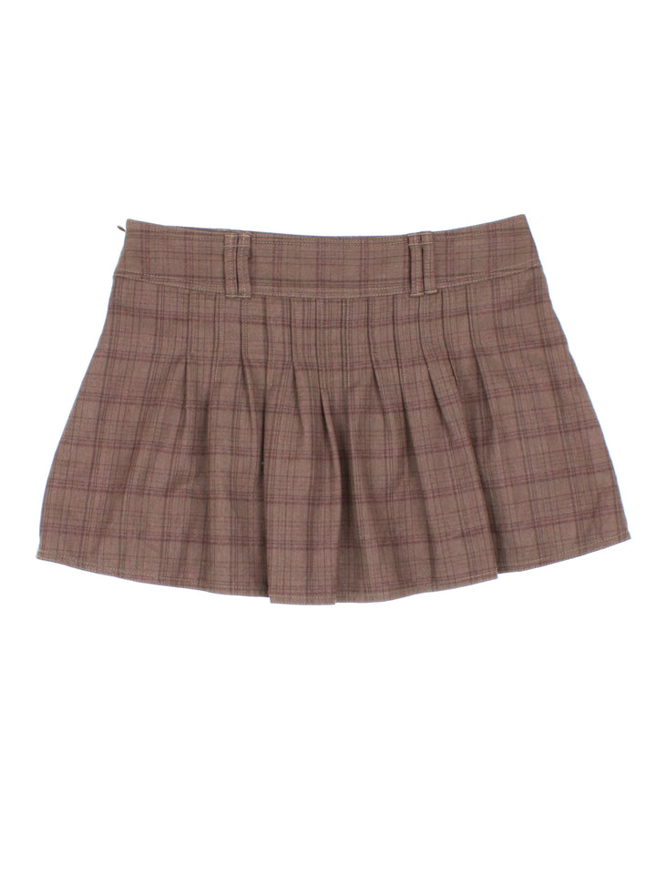 Y2K Pleated Checked Mini Skirt (Size XL)