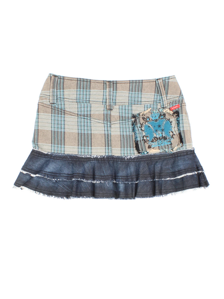Y2K Checked Mini Skirt (Size XL)