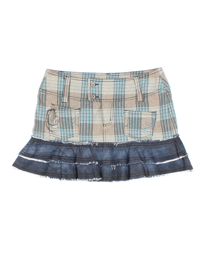 Y2K Checked Mini Skirt (Size XL)