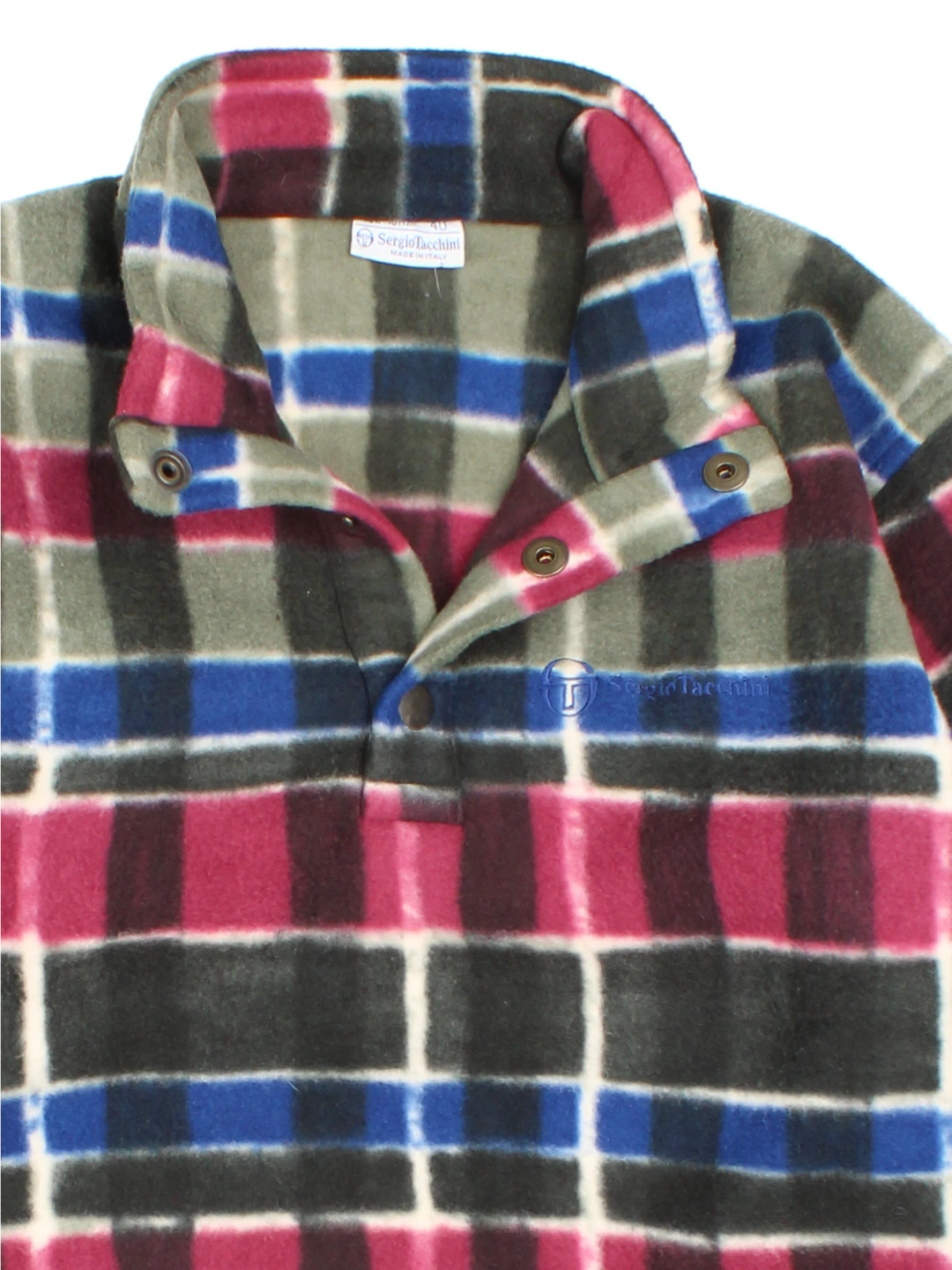 90's Sergio Tacchini Checked Pullover Fleece (Size S)