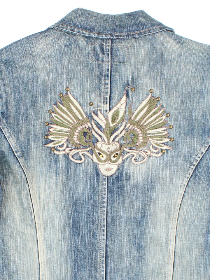Y2K Embroidered Denim Jacket (Size S)