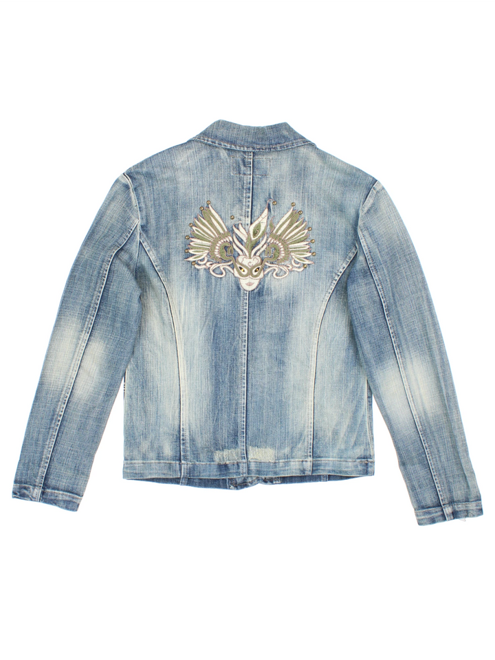 Y2K Embroidered Denim Jacket (Size S)