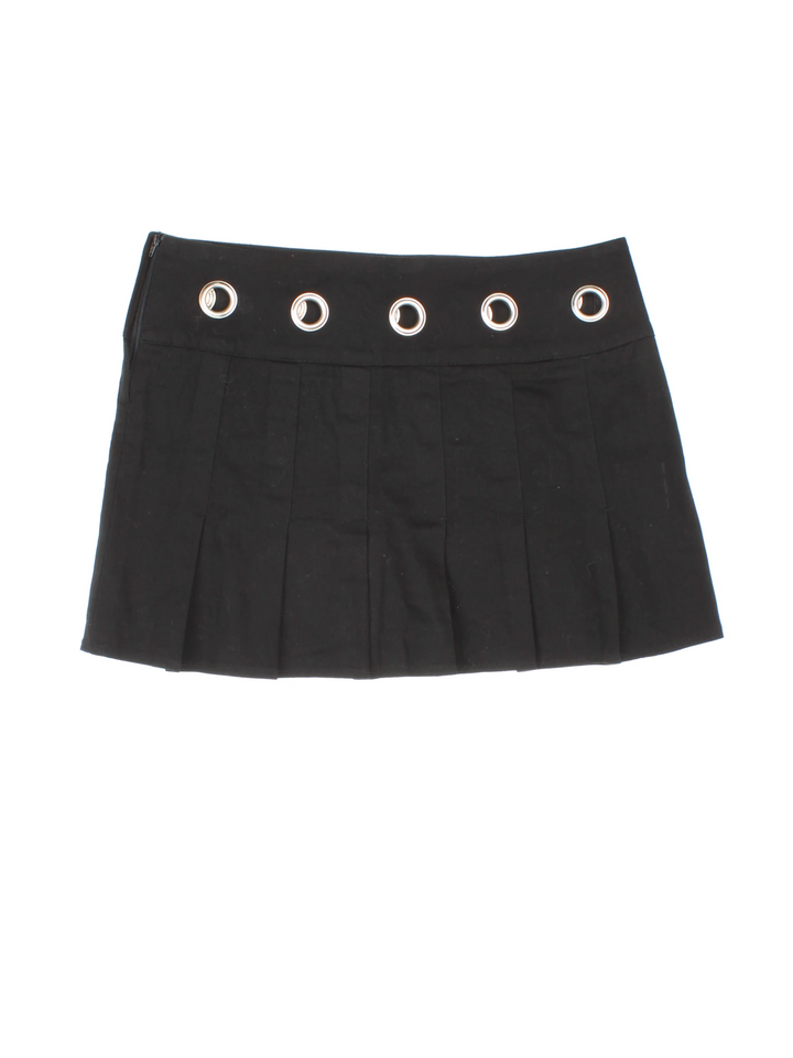 Y2K Pleated Eyelet Mini Skirt (Size XXL)