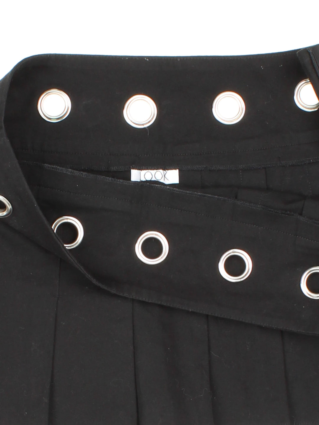 Y2K Pleated Eyelet Mini Skirt (Size XXL)