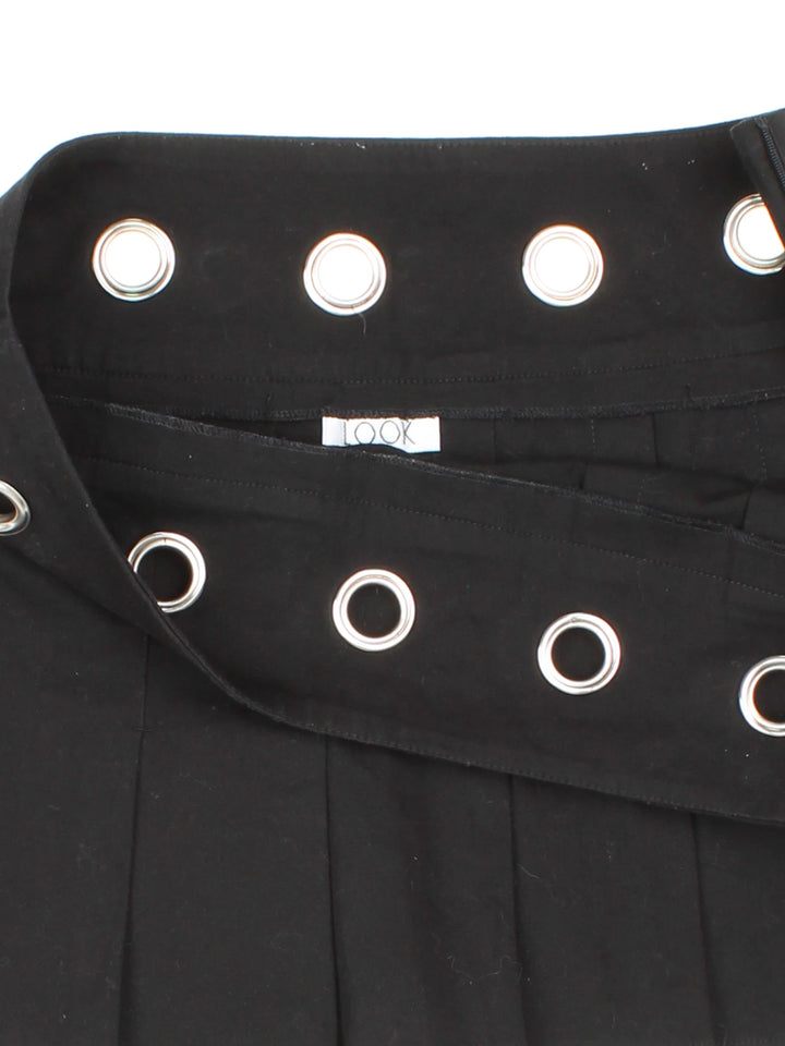 Y2K Pleated Eyelet Mini Skirt (Size XXL)