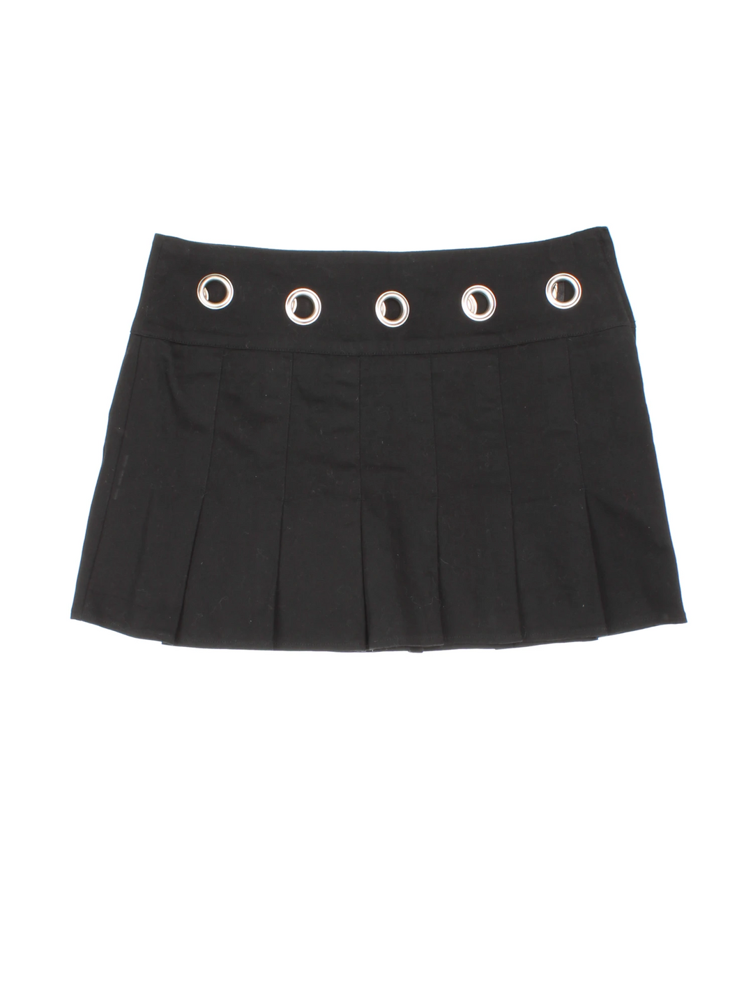 Y2K Pleated Eyelet Mini Skirt (Size XXL)