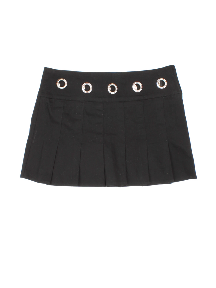 Y2K Pleated Eyelet Mini Skirt (Size XXL)