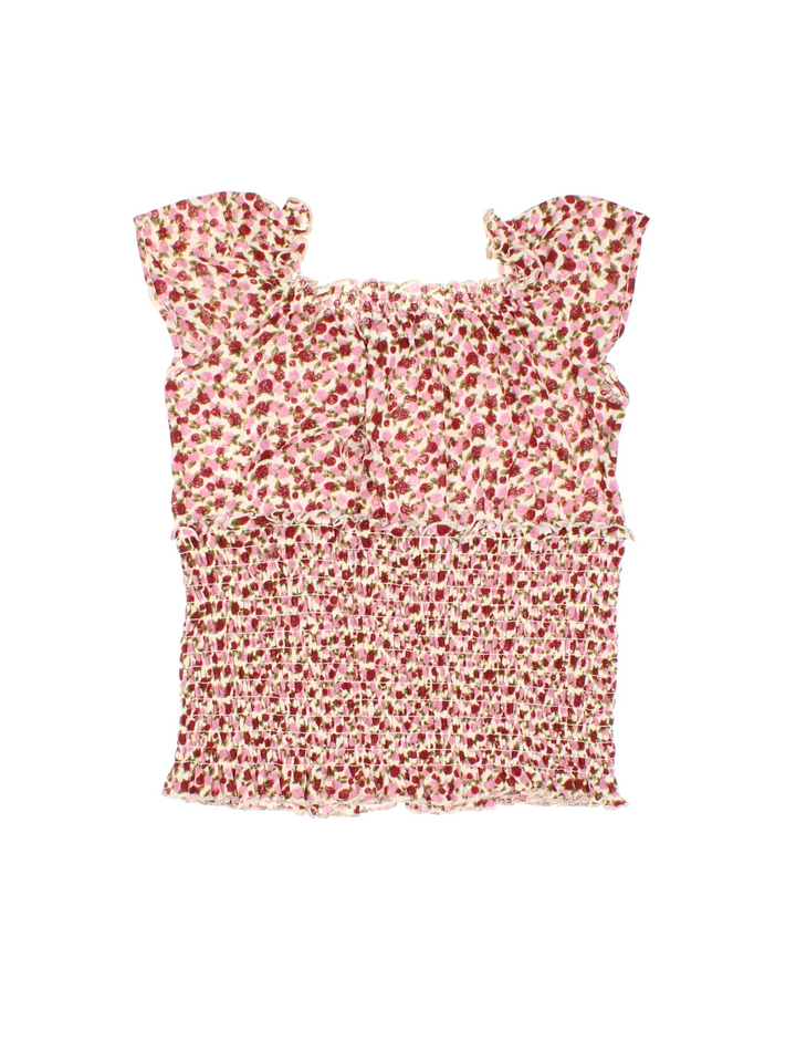Y2K Floral Smocked Top (Size XS)