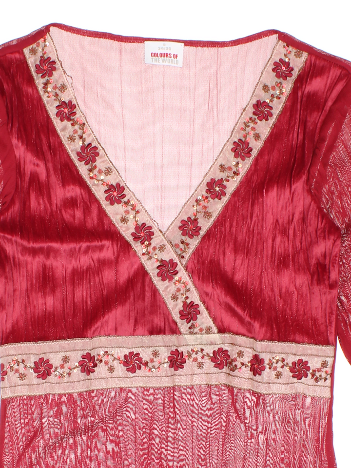 Y2K Sheer Embroidered Top (Size XXS)