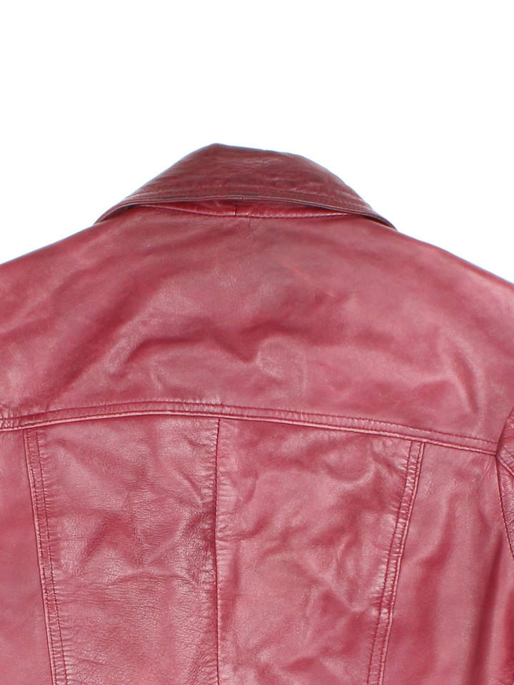 Y2K Leather Biker Jacket (Size XXS)