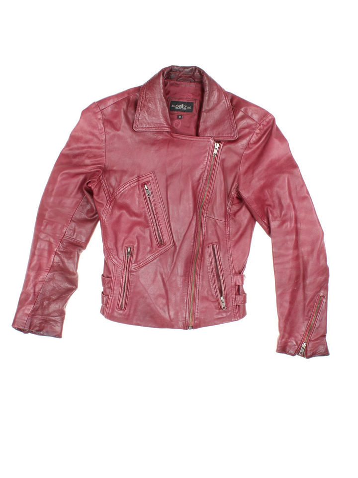 Y2K Leather Biker Jacket (Size XXS)