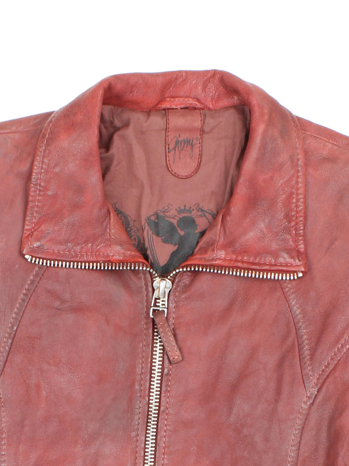 Y2K Gipsy Leather Biker Jacket (Size XS)