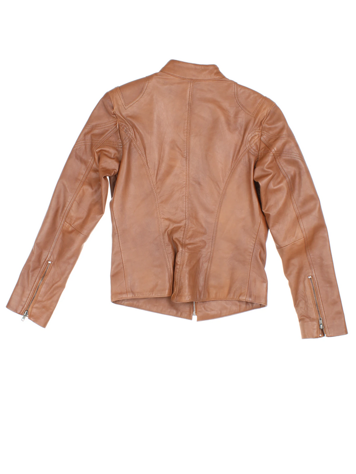 Vintage Leather Biker Jacket (Size XS)