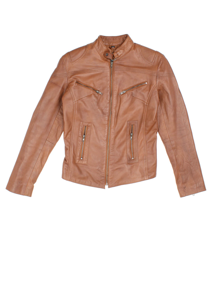 Vintage Leather Biker Jacket (Size XS)