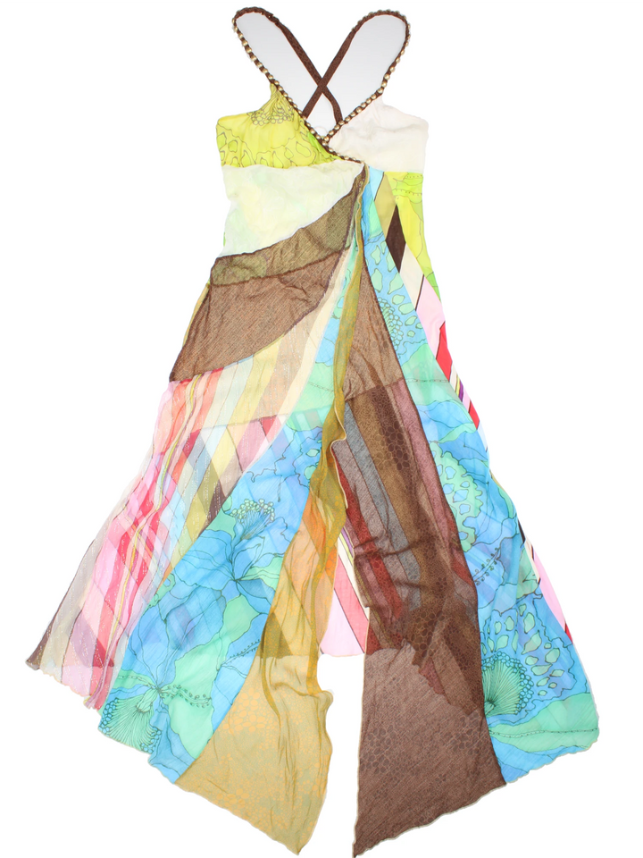 Y2K Nolita Panelled Silk Maxi Dress  (Size XXS)