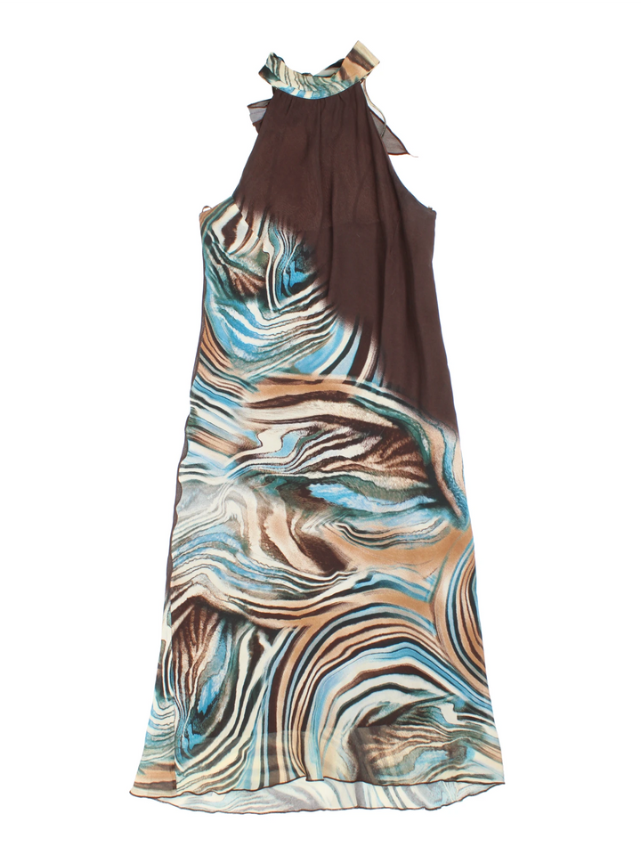 Y2K Patterned Midi Dress (Size XXS)