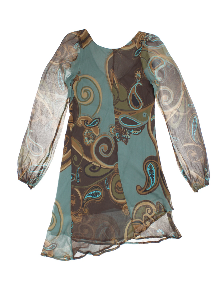 Y2K Paisley Mini Dress (Size XXS)