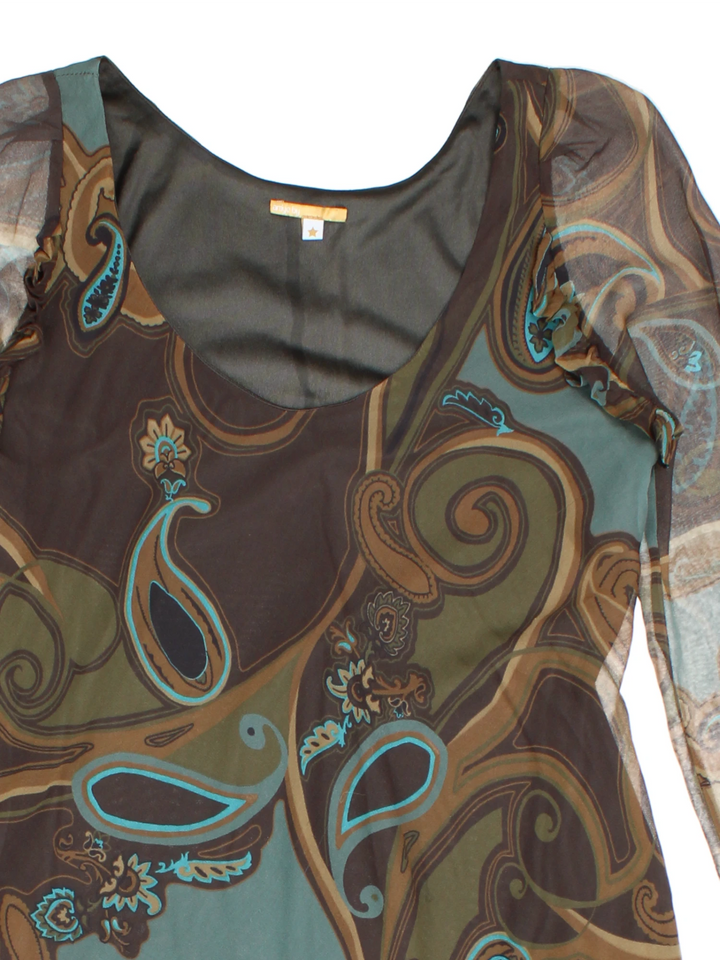 Y2K Paisley Mini Dress (Size XXS)