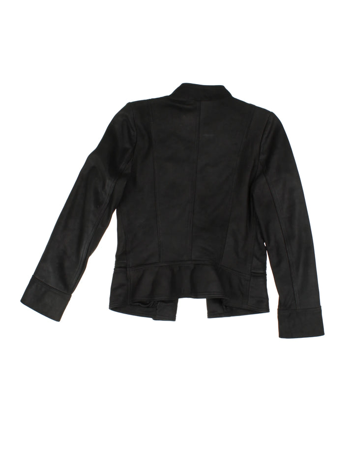 Vintage Military Style Leather Jacket (Size XXS)