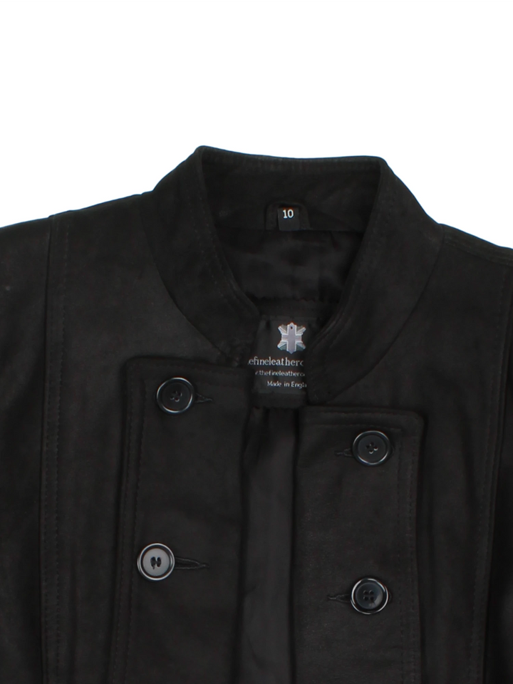 Vintage Military Style Leather Jacket (Size XXS)