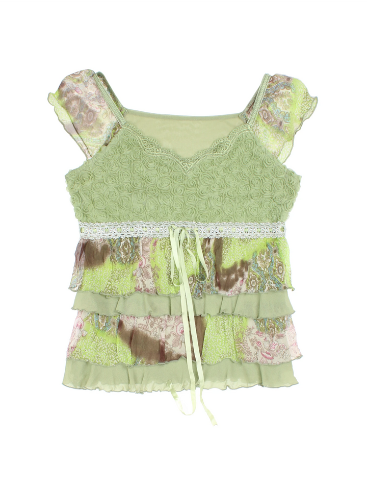 Y2K Sheer Layered Top (Size XS)