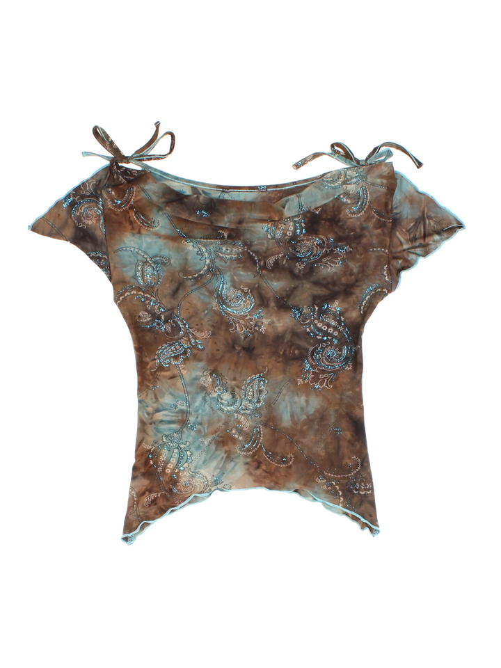 Y2K Paisley Top (Size XXS)