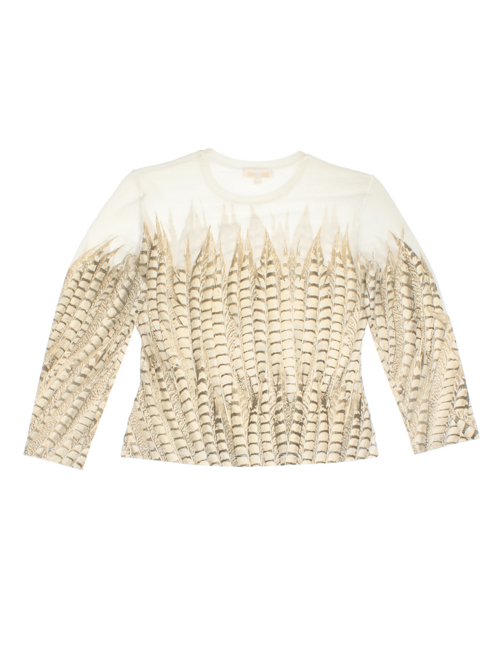 Y2K Roberto Cavalli Feather Print Top (Size XXS)