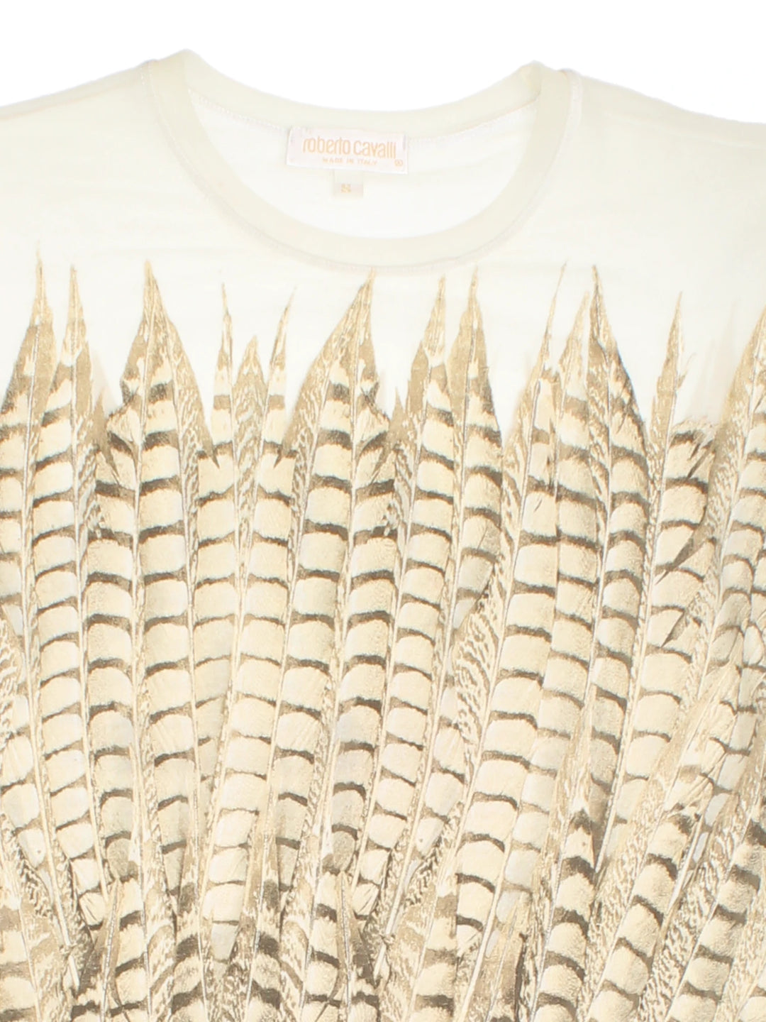 Y2K Roberto Cavalli Feather Print Top (Size XXS)