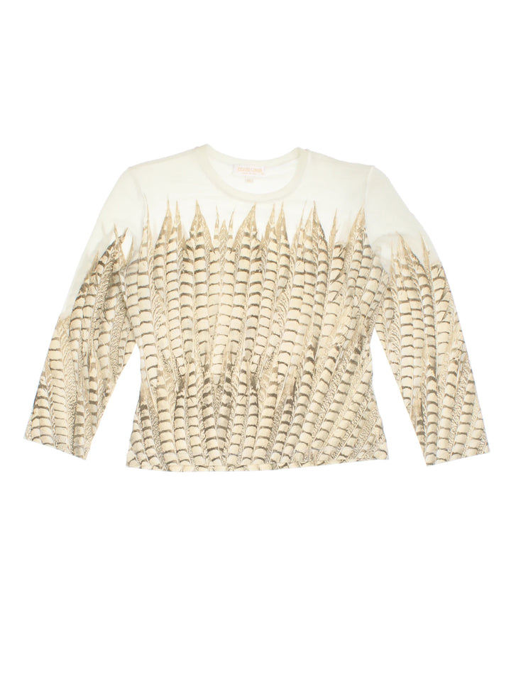 Y2K Roberto Cavalli Feather Print Top (Size XXS)