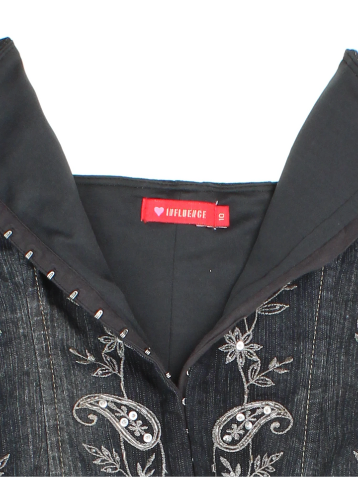 Y2K Embroidered Corset (Size XXS)