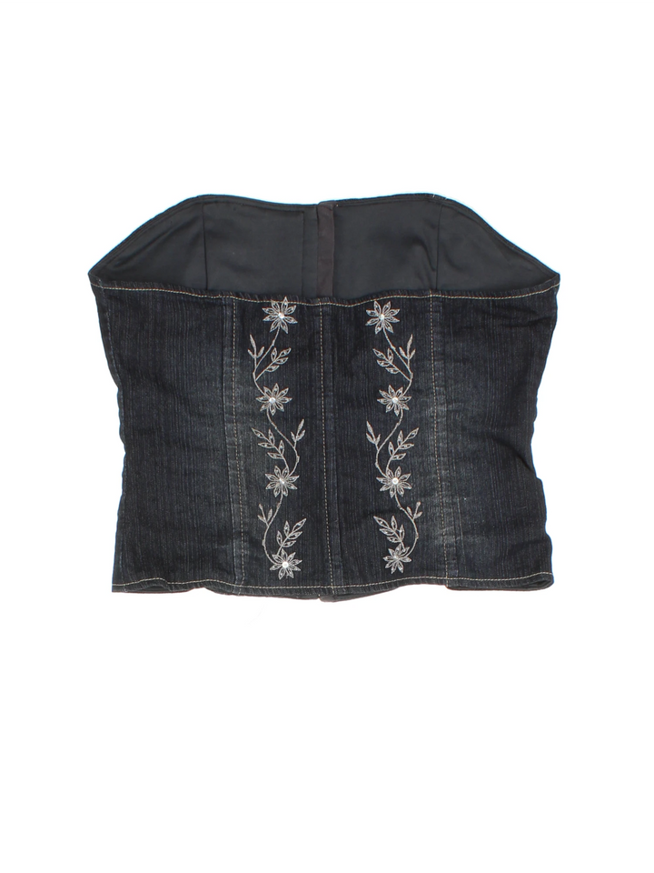 Y2K Embroidered Corset (Size XXS)