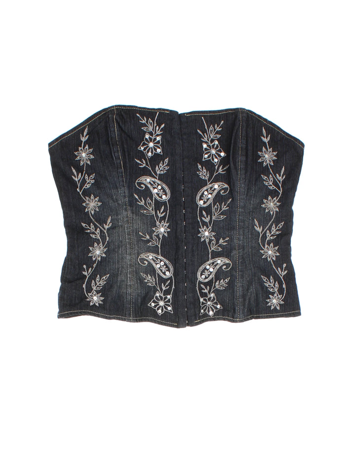 Y2K Embroidered Corset (Size XXS)