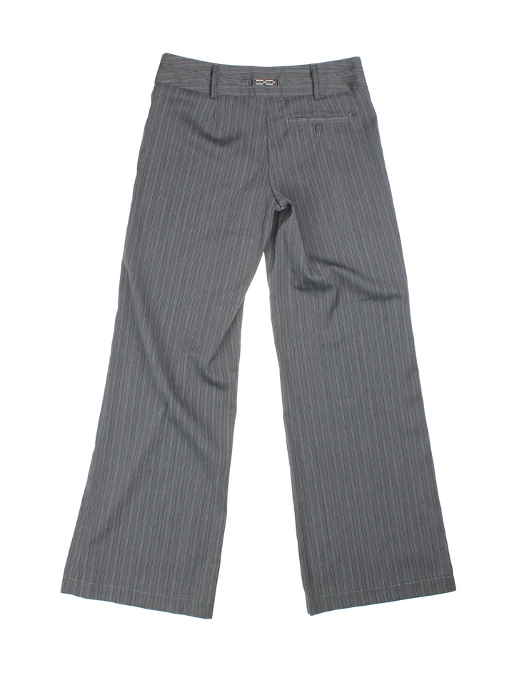 Y2K Pinstripe Wide Leg Trousers (Size L)