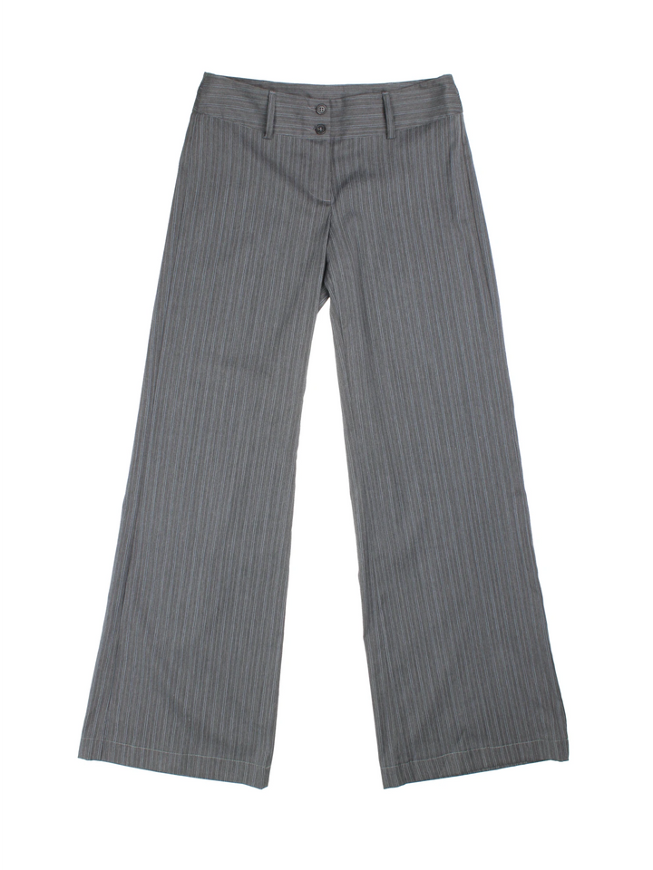 Y2K Pinstripe Wide Leg Trousers (Size L)