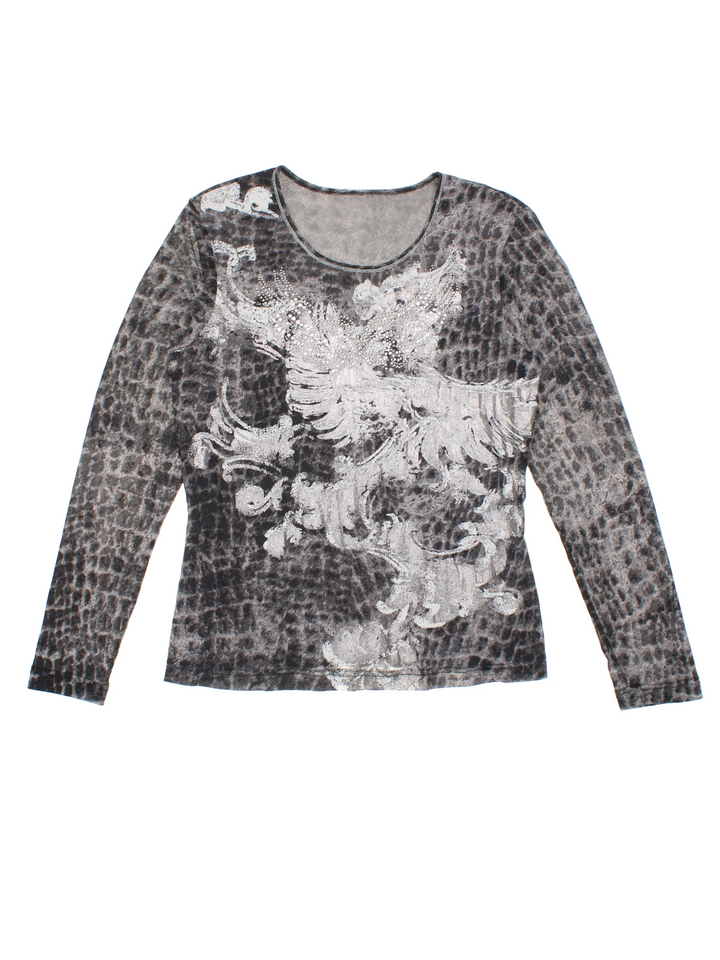 Y2K Embellished Long Sleeve Top (Size S)