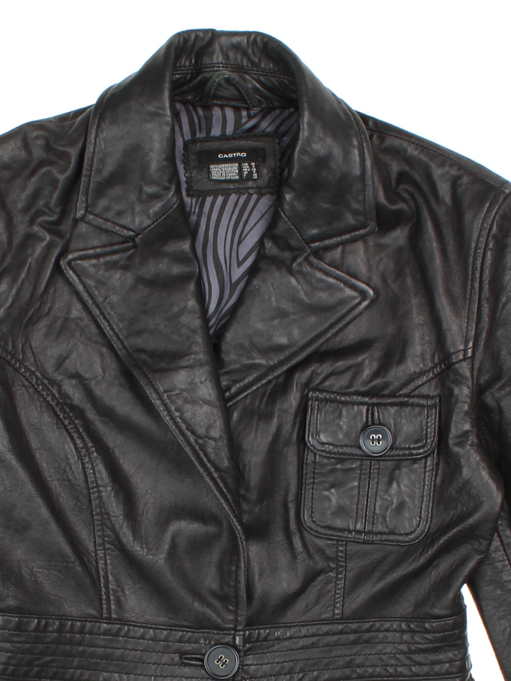 Y2K Leather Blazer (Size XXS)