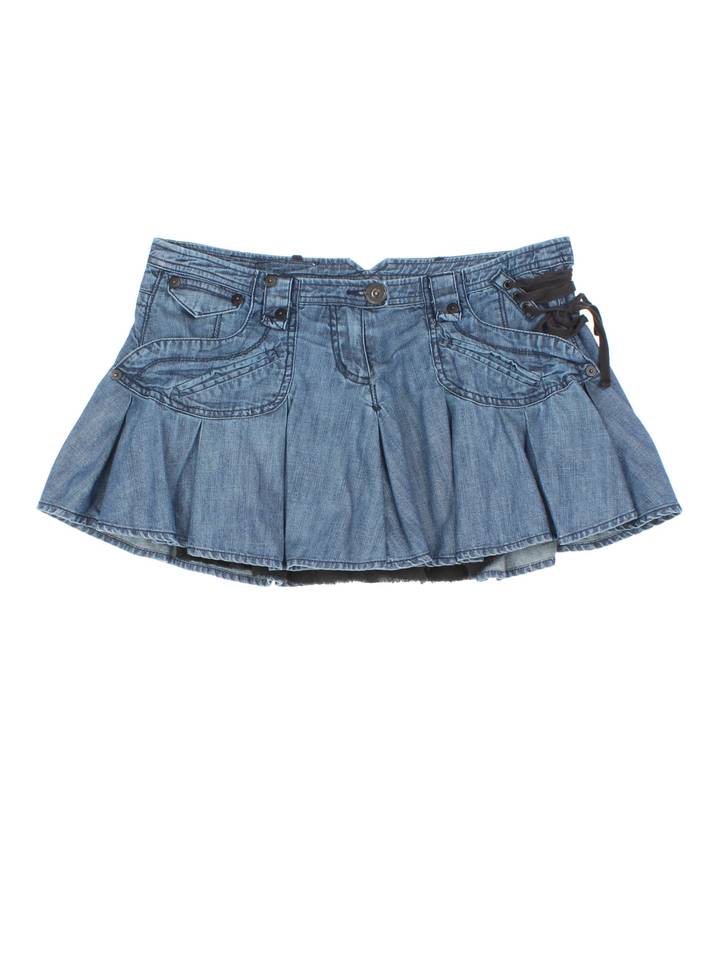 Y2K Low Rise Denim Mini Skirt (Size XXS)