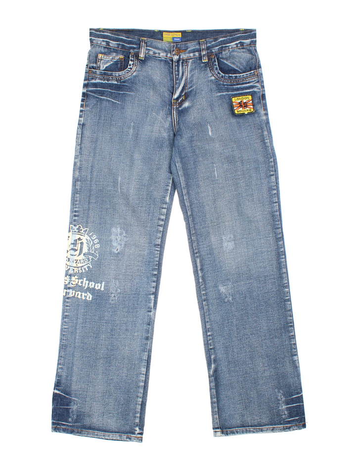 Y2K Patch Detail Jeans (Size XXL)