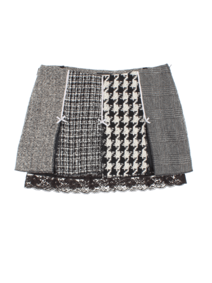 Y2K Checked Pleated Mini Skirt (Size XL)