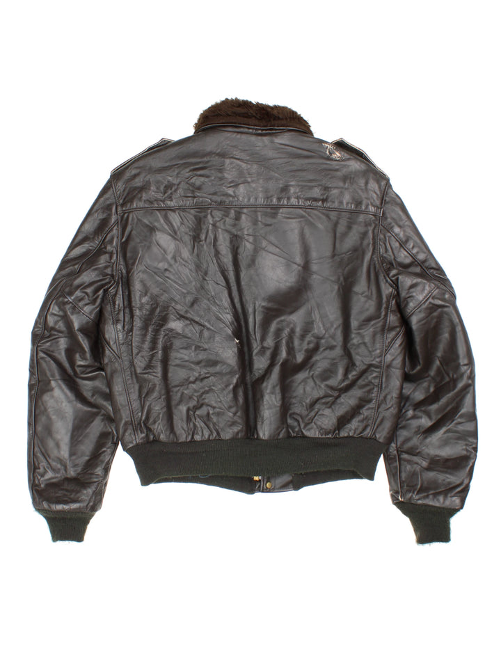 Vintage Schott Bros NYC Leather Flight Jacket (Size L)