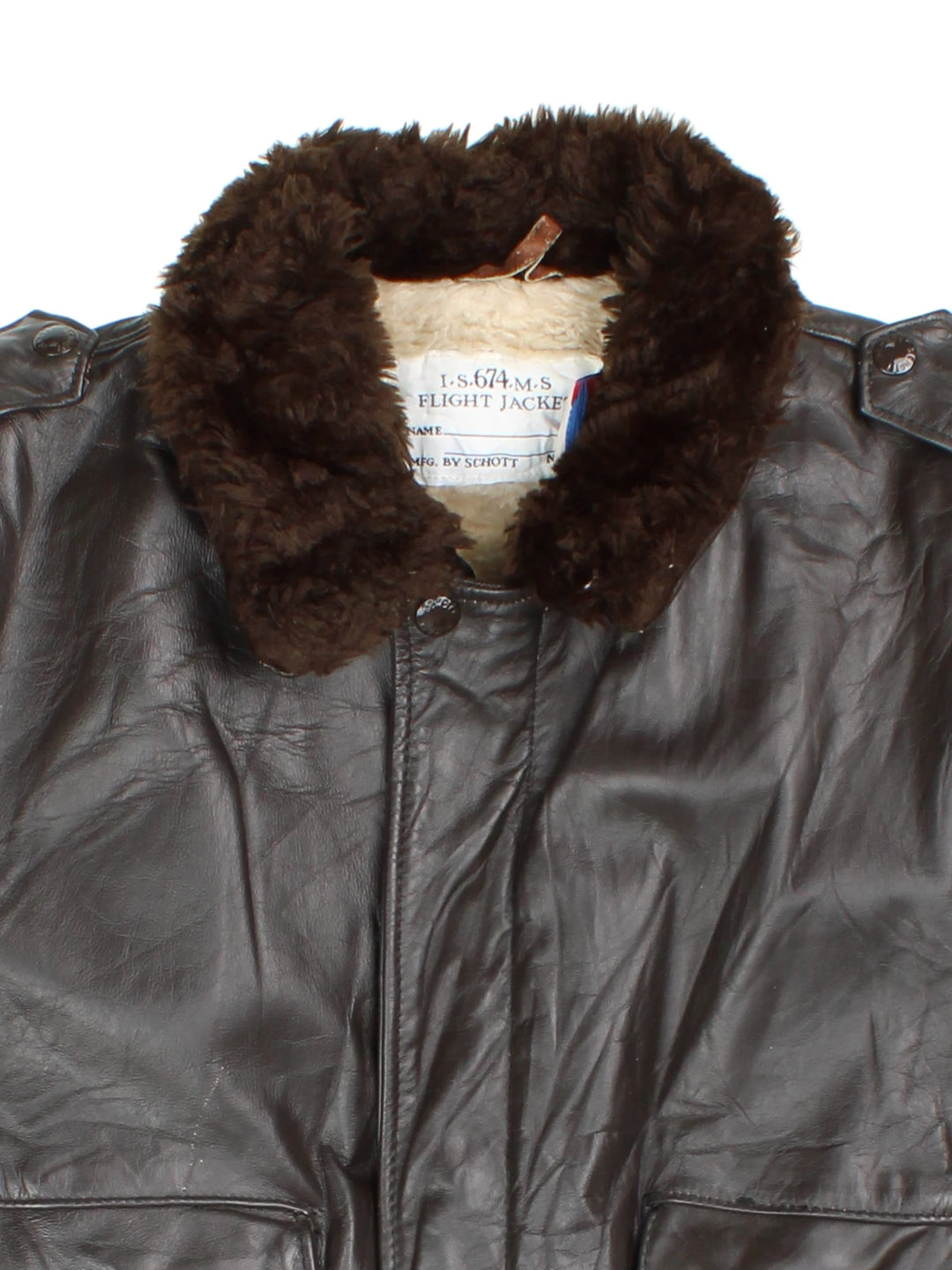 Vintage Schott Bros NYC Leather Flight Jacket (Size L)