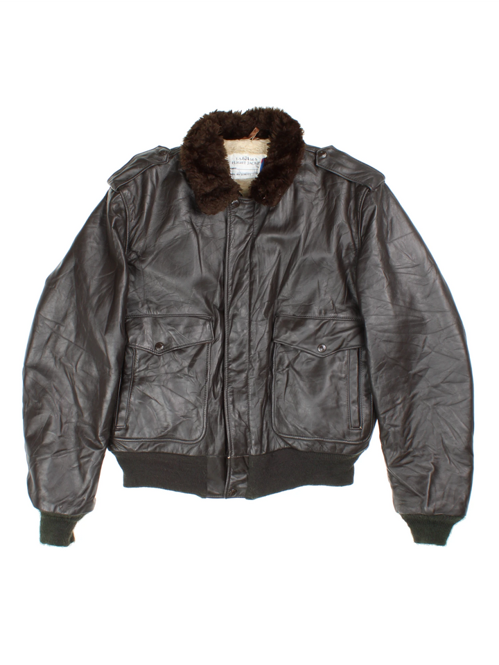 Vintage Schott Bros NYC Leather Flight Jacket (Size L)