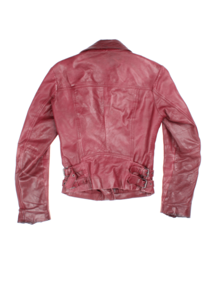 Y2K Leather Biker Jacket (Size XXS)
