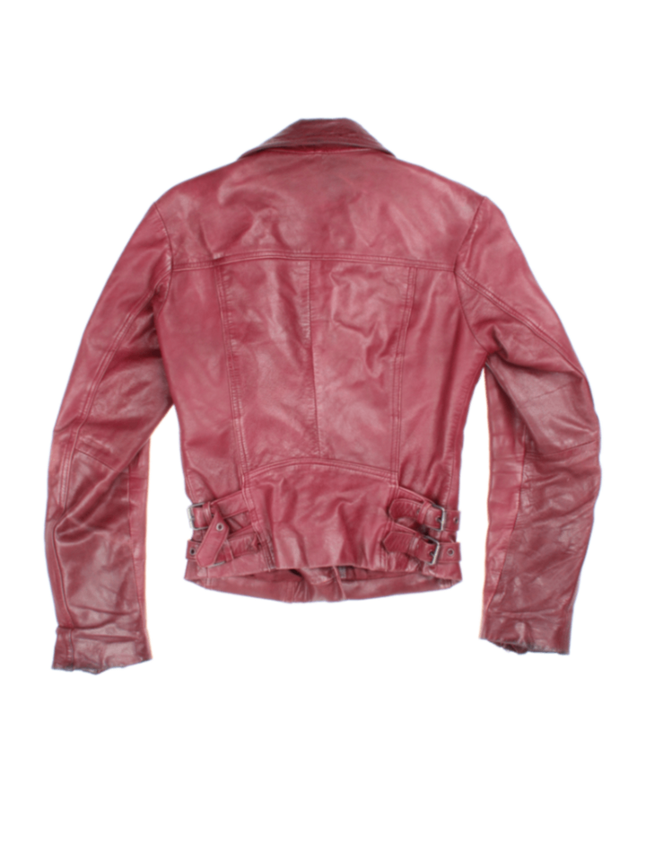 Y2K Leather Biker Jacket (Size XXS)